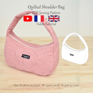 Sac à bandoulière matelassé de style coréen avec poche - Patron de couture PDF et tutoriel vidéo - Taille unique - Téléchargement immédiat - A4, A0, lettre US.