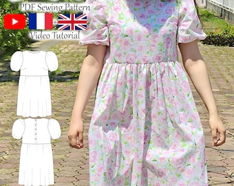 Women Babydoll Dress PDF Sewing Pattern & Video Tutorial - Sizes XXS to 5XL - Instant Download - A4, A0, US Letter Formats - Layers Included