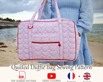 Quilted Duffle Bag with Multiple Pockets - PDF Sewing Pattern + Video Tutorial - Instant Download - A4, A0, US Letter