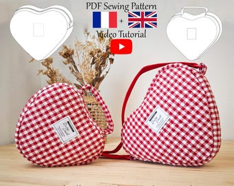 PDF Nähanleitung - Gesteppte Herz Umhängetasche & Kulturtasche - PDF Nähanleitung - Sofortdownload (A4, A0, US Letter)