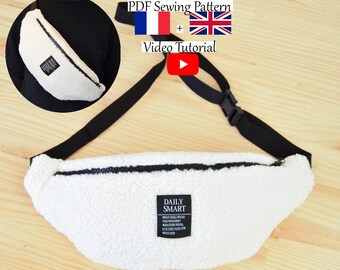 Single Pocket Fanny Pack/ Waist Bag / Bum Bag - PDF Sewing Pattern & Video Tutorial - One size - Instant Download - A4, A0, US Letter.