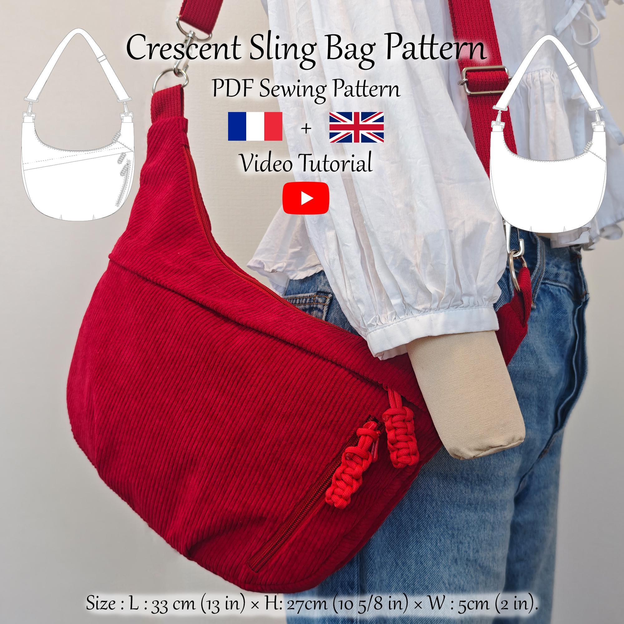 Crescent Sling Bag With Zipper Pockets and Strap - PDF Sewing Pattern ...
