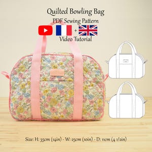 Gesteppte Bowling Reisetasche Mit Taschen - PDF Schnittmuster & Videoanleitung - Sofort Download - A4, A0, US Letter.