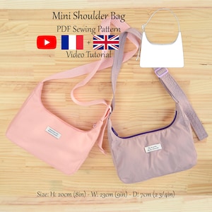 Mini Schultertasche aus Nylon oder Canvas mit Innentasche - PDF Schnittmuster & Videoanleitung - Einheitsgröße - Instant Download - A4, A0, US Letter.