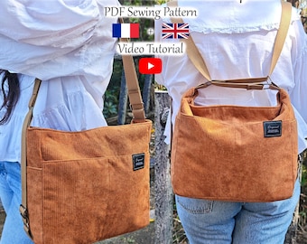 Wandelbarer Einkaufsbeutel-Rucksack mit Reißverschluss und Taschen - PDF Schnittmuster + Video Anleitung - Sofort-Download - A4, A0, US Letter