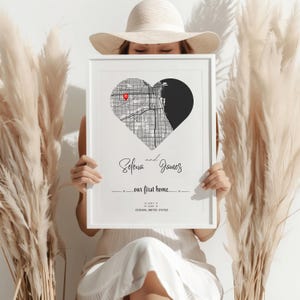 Benutzerdefinierte Karte Druck Home Sweet Home - Landkarte Landkarte Geschenk Einweihungsparty Geschenk Jahrestag Geschenk Neues Zuhause Verlobungsgeschenk