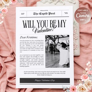 Will You Be My Valentine? Cartão Postal – Cartão Elegante e Romântico de Dia dos Namorados | Cartão de Amor Imprimível |