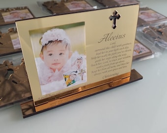 10 Pcs Desktop Pleksi Name Holder Gifts,Pleksi Personalized  Baptism Photo Frame,Christening Cross Frame Baby Photo,Desktop Kids Frame