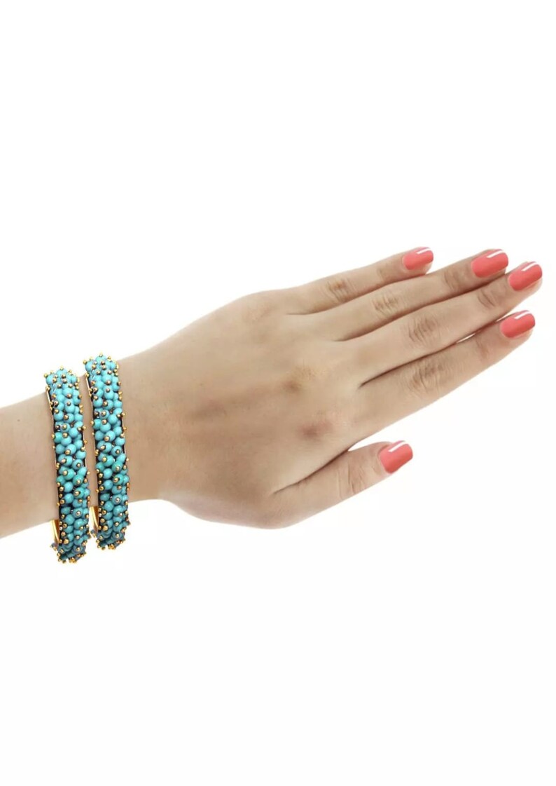 Stunning Indian Sky Blue Bangle/punjabi Kundan Bangles/chudiyan Set