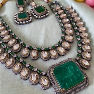 High Quality Uncut Polki Kundan Necklace with Earrings/ Wedding Necklace Set/ Sabyasachi Inspired Kundan Jewellery/ Indian Kundan Jewellery image 2