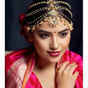 Kundan Mathapatti,Matha Patti,Bridal Accessories/ Indian Forehead Jewelry | Indian Bridal Jewelry | maang tikka headpiece,Kundan Damini