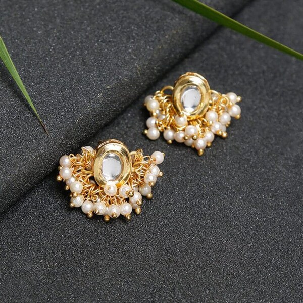 Kundan stud earring, Polki stud, Gold stid earring, Indian stud earring, Flower stud earring, kundan earring