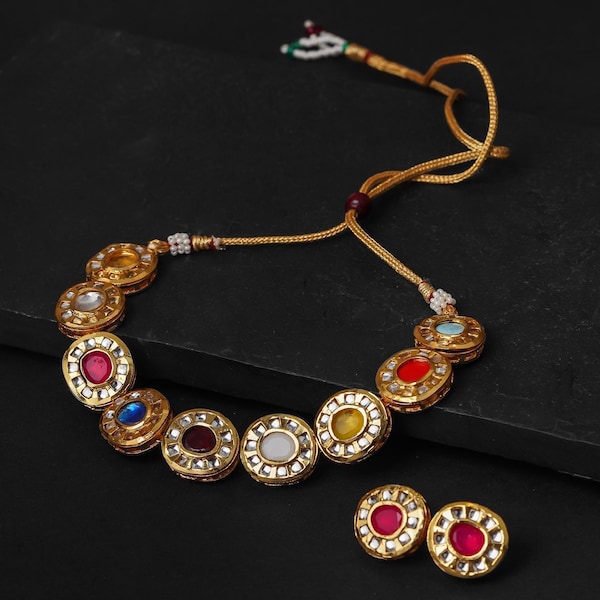 Sabyasachi inspired Designer Choker Jadau Kundan Meenakari Necklace Set/Layered Necklace Set/Statement Jewelry/Unique Jewelry/Rajasthani Set