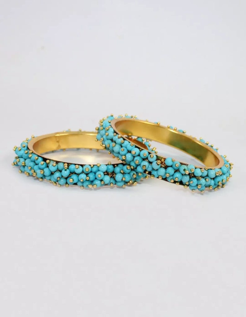 Stunning Indian Sky Blue Bangle/punjabi Kundan Bangles/chudiyan Set