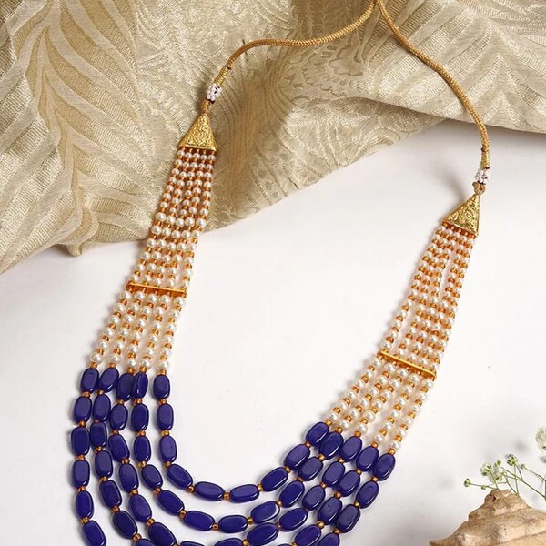foil uncut Stone Victorian finish long necklace set/Indian/Pakistani/Punjabi jewelry/wedding| party| Tyaani style Multi Sami Persus Stone