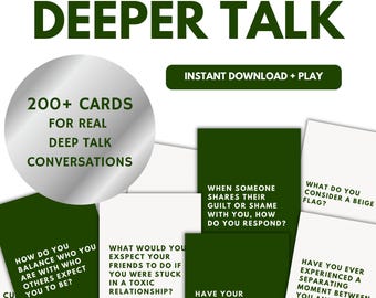 Deeper Talk Conversation Cards, Tabletop Icebreaker Game (Digital Download)