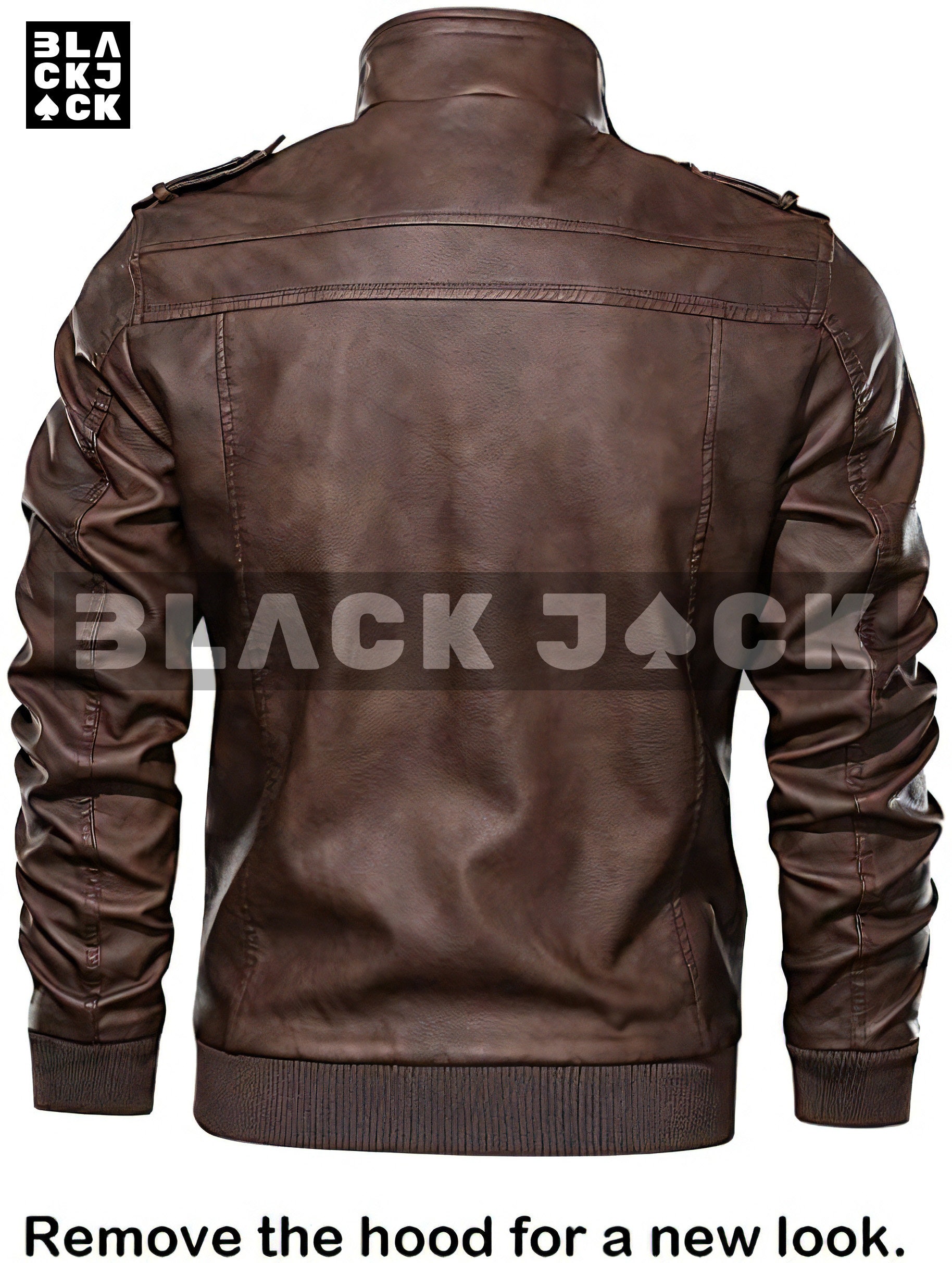 Dixon leather jacket with detachable hood cheap