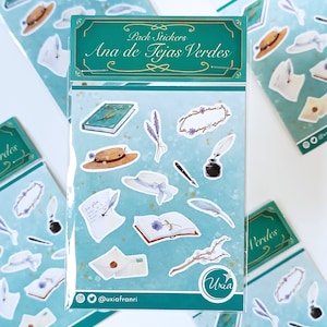 ANA de Tejas Verdes - Pack de pegatinas - Set Stickers - Pack de 11 pegatinas inspiradas en la saga de libros de Lucy Maud Montgomery