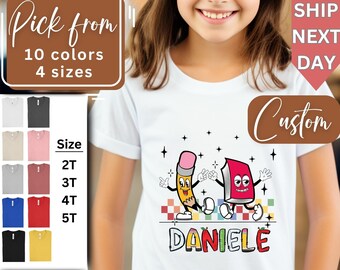 Chemise de retour à l'école pour enfants chemise d'école personnalisée pour tout-petit premier jour d'école cadeaux de chemise pour les familles