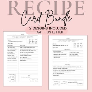 Recipe Book template editable Recipe Sheet Template Recipe Cards Minimal Recipe Binder8.5x11 Editable Recipe Page Simple Recipe Card