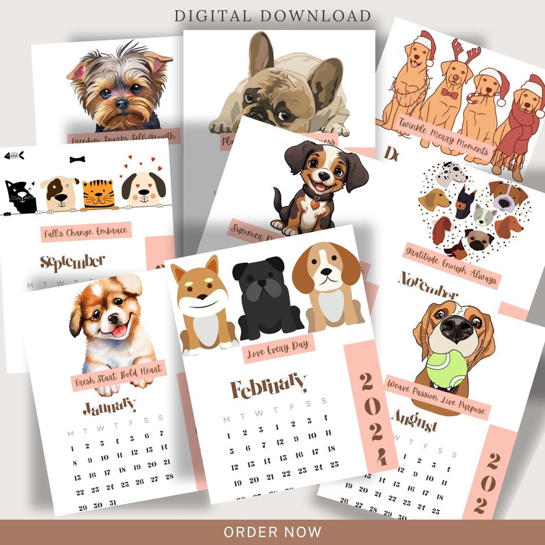 dog-calendar-2024-wall-calendar-2024-digital-download-2024-funny