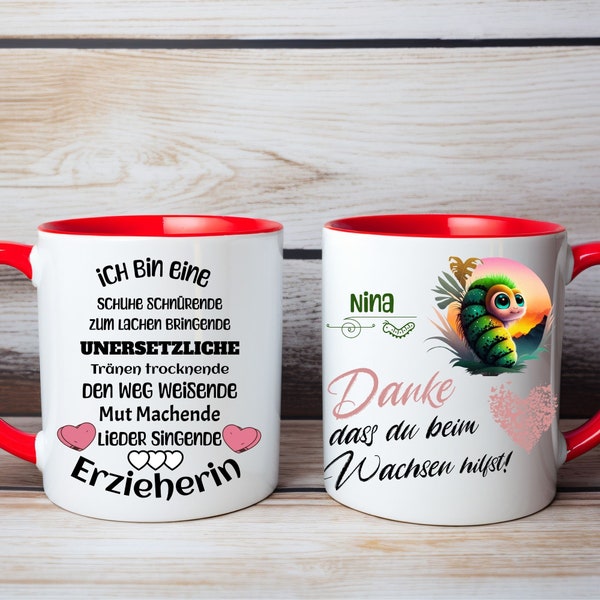 Mug Thank you for helping us grow Farewell Gift Kindergarten Gift Educator Childminder midwife educator personalized with letter name