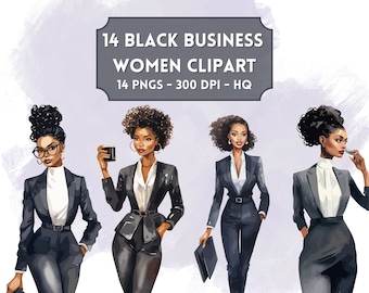 Cliparts de mujeres de negocios negras, mujeres de negocios PNG, hermosas imágenes prediseñadas de mujeres negras, mujeres de negocios