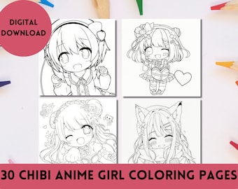 Coloriages Anime Chibi, Livre De Coloriage Anime, Coloriages Pour Adultes, Jolies Filles, Style Kawaii, Coloriage Anime