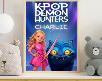 Personalised K-Pop Demon Hunters Style Poster – Custom Kids’ Anime Print - Custom Anime Character Art – Digital Download – Unique Kpop Gift