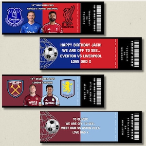 Personalised Football Match Ticket • Custom Football Keepsake • Match Day Memory Gift • • Custom Replica Ticket • Christmas Gift for Him