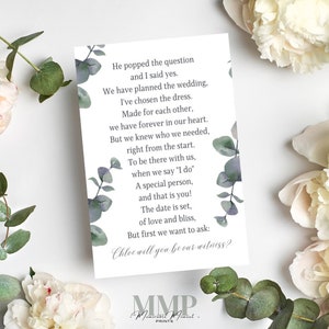 Impression de carte Serez-vous notre témoin, carte de proposition de témoin de mariage, carte de demande de témoin de mariage, demande de témoin, carte témoin d'eucalyptus