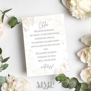Carte Serez-vous notre témoin, Papeterie botanique de mariage, Carte de proposition de témoin de mariage, Carte de demande de témoin de mariage, Demande de témoin