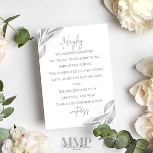 Carte de remerciement pour témoin de mariage, Carte de remerciement pour témoin de mariage, Cadeau témoin de mariage, Carte témoin, Gris, Maman, Belle-mère, Ami, Sœur