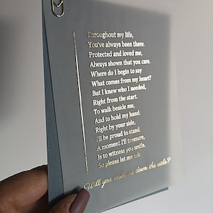 Verijdeld Wil je me door het gangpad leiden? Kaart, loop me door het gangpad gedicht, loop me door het gangpad kaart, voor mama, papa, broer, opa, oma