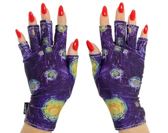 ManiGlovz The Original Dermatologist recommended UPF 50+ UV Protective Glove- Starry Knight