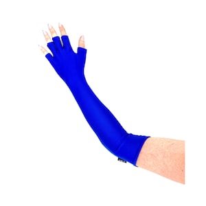 Royal Blue UPF 50+ Full Arm Sleeves: UV Protection Gloves