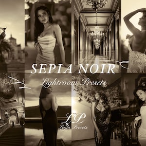 Ajustes preestablecidos de Lightroom para película sepia / Filtros estéticos marrones vintage / Tonos retro neutros suaves / Edición de retratos para dispositivos móviles y computadoras de escritorio