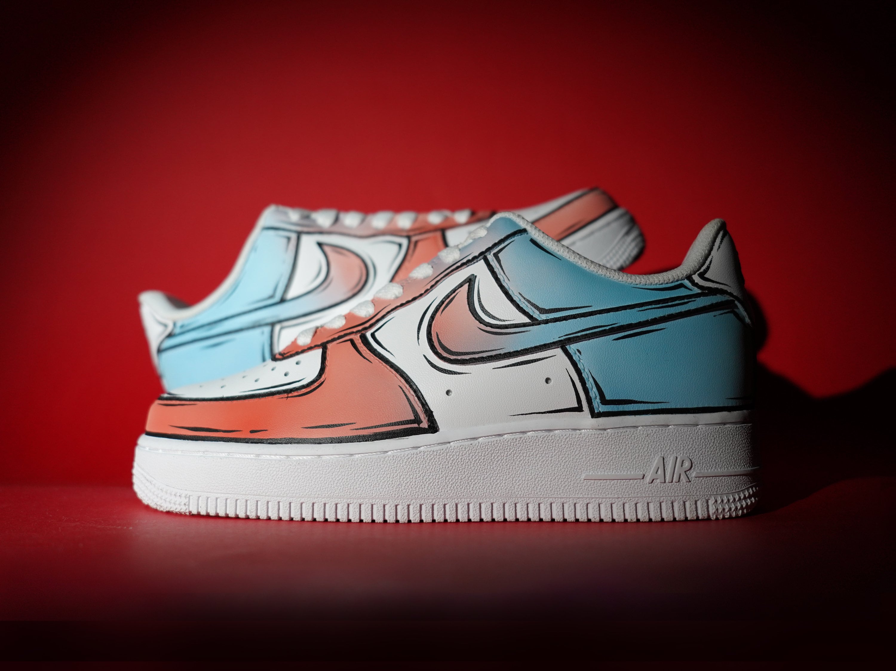 Nike Air Force 1 Custom Low Two Tone Chicago Red White Shoes Men Women Kids  