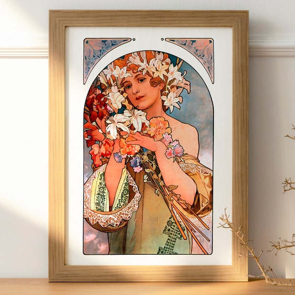 Flower Market Printable Alphonse Mucha Print | Art Nouveau Decor | Museum Quality Prints