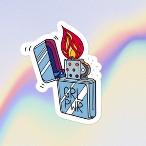 GRL PWR Girl Power Feministische Feuerzeugin Ermächtigendes Zitat Slogan Zippo Feuerzeug Flamme Vinyl Aufkleber Aufkleber Bunte stilvolle Kunstwerk