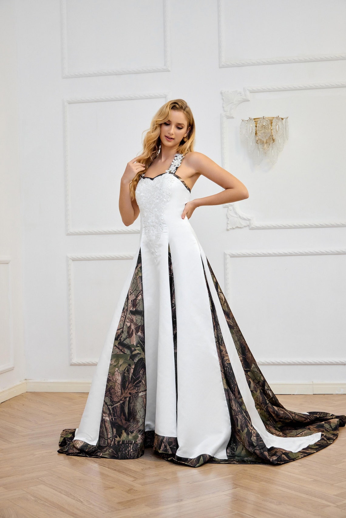 Boho Wedding Dress Camo Wedding Dresses A Line Halter Neck image 1