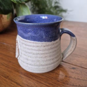 Vintage Studio pottery mug - hand made pottery mug with lovely blue glaze