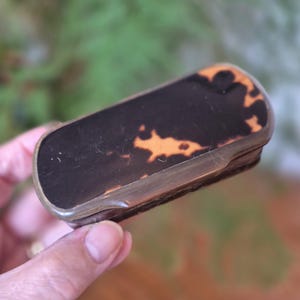 Antique Victorian trinket/ring/snuff box - beautifully made in hard wood with shell veneer