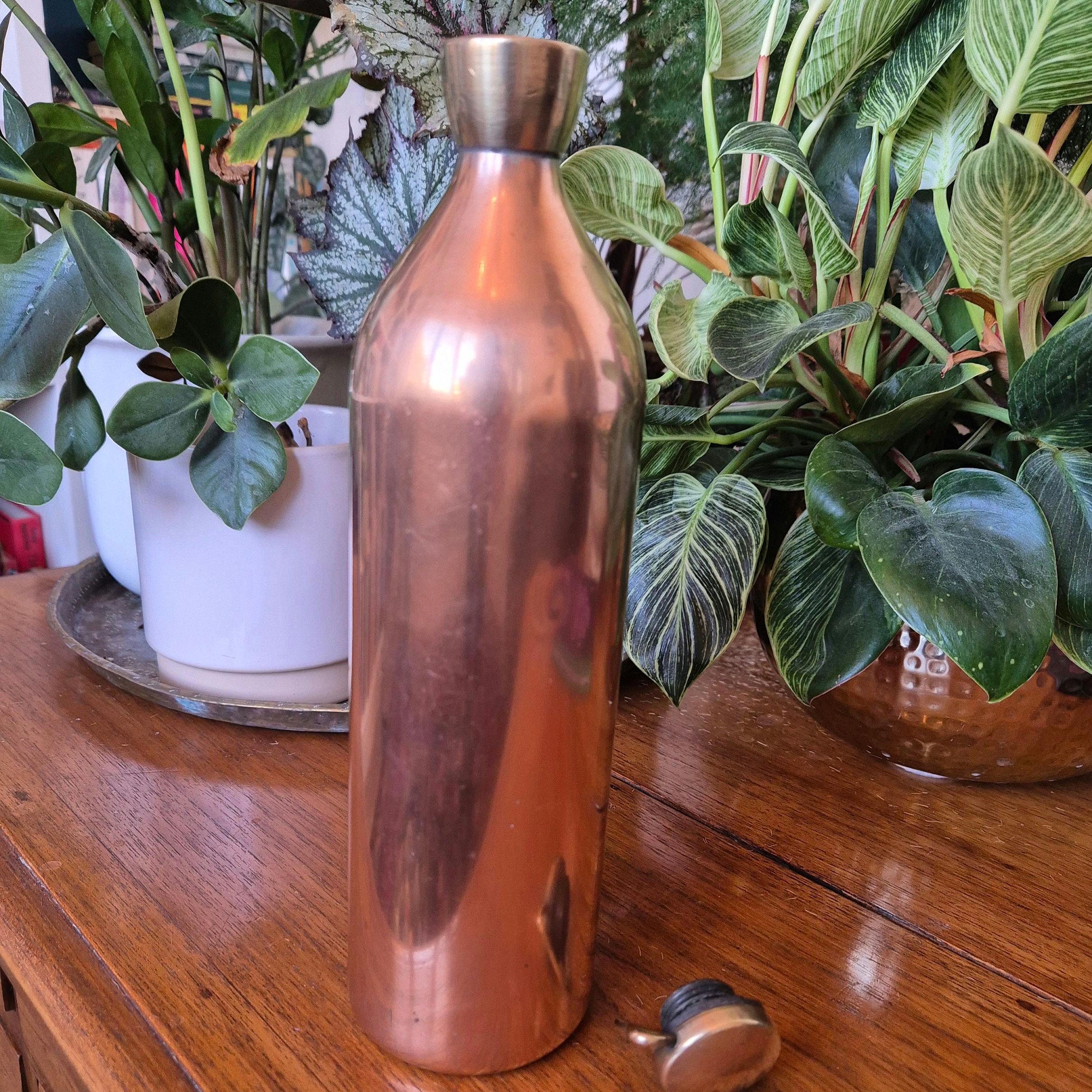 Vintage 1930s Solid Copper Flask / Water Bottle - Beautiful Heavy