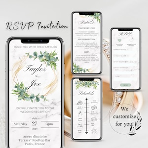 Digital Wedding Invitation with Online RSVP - Eucalyptus Wedding Website Effortless Celebration Planning,  Wedding Invitation - Personalized