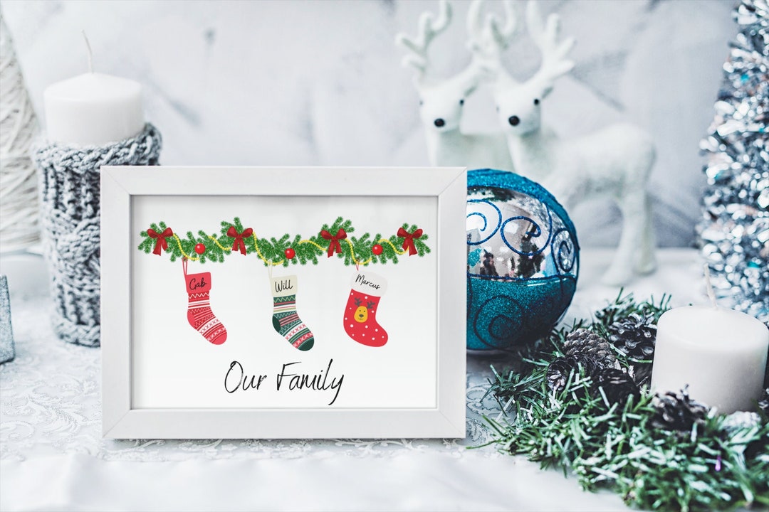 Personalised Christmas Stocking Wall Art Etsy UK