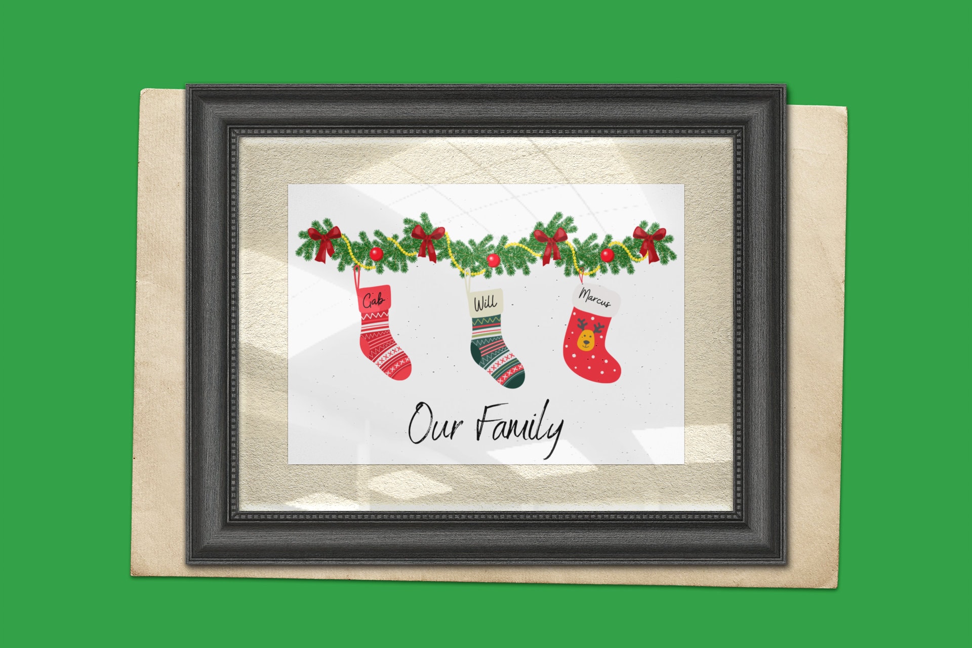 Personalised Christmas Stocking Wall Art Etsy UK