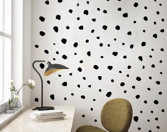 280 Black Dalmatian Dot Wall Stickers | Animal Print Wall Decals | Black & White | Wall Sticker Pack | Cute Wall Decals