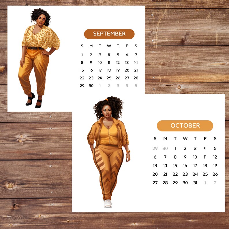 2024 Curvy Girl Kalender zum Ausdrucken Digitaler Download 