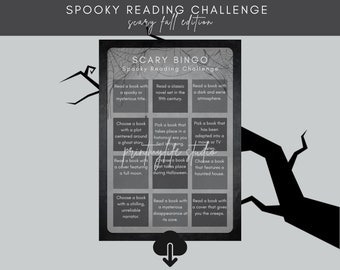 Spooky Reading Challenge - Halloween Book Bingo - Scary Fall Book Tracker
